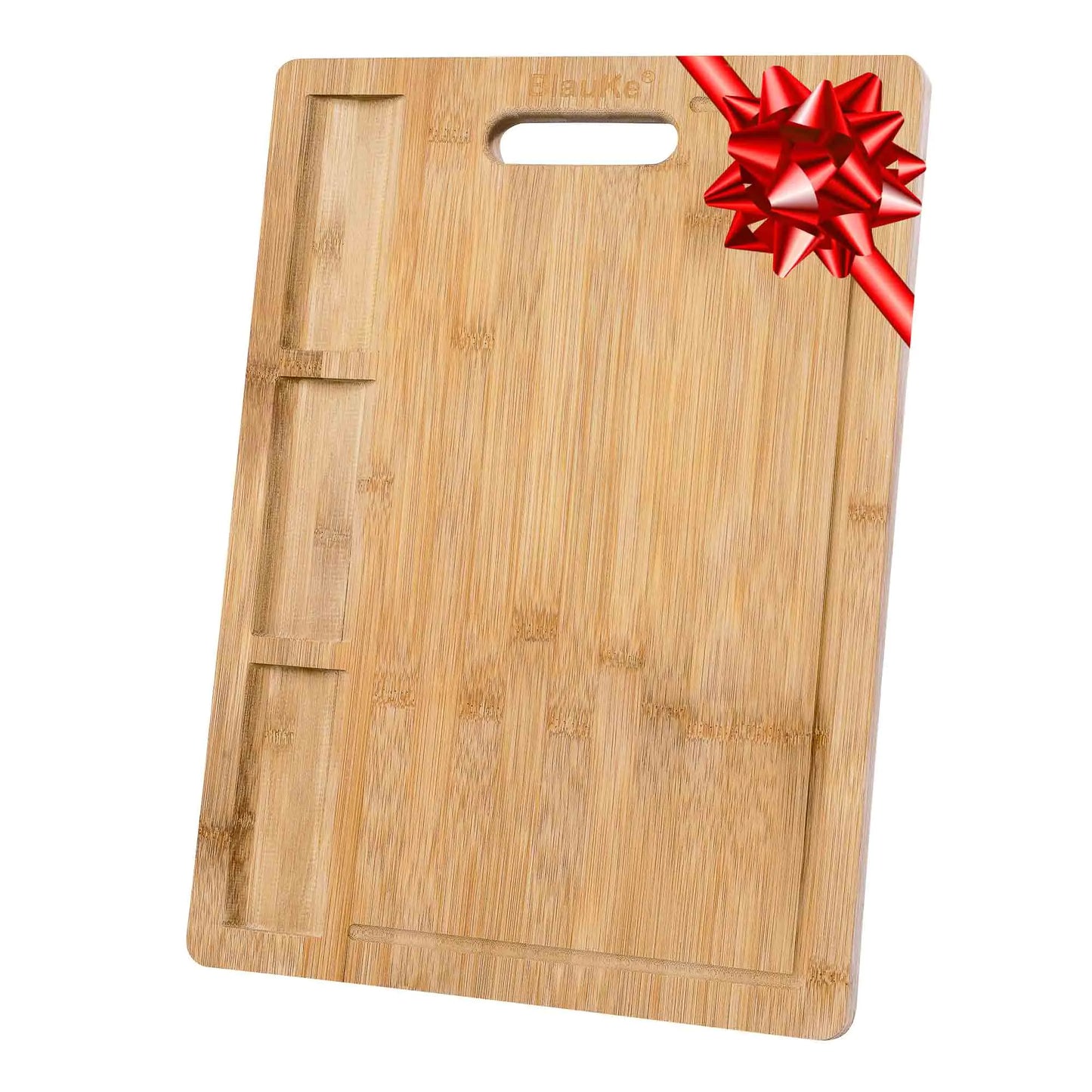 Extra Large Bamboo Cutting Board - with Juice Groove and 3 Compartments 17x12.5 inch