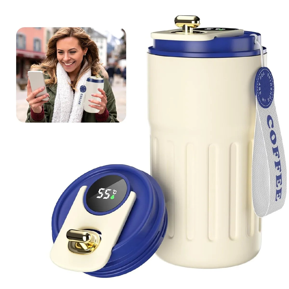 'Coffee Companion' Metal Reusable Coffee Travel Mug 450ml