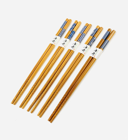 Reusable Bamboo Chopsticks Japanese Chopsticks Chop Sticks 5 Pair Dishwasher Safe 9 inch 2 Packs