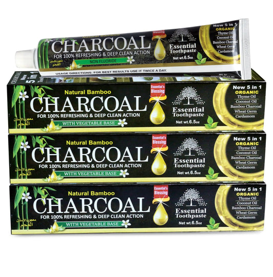 Organic Bamboo Charcoal Toothpaste 100% 3 Pack - 6.5 oz