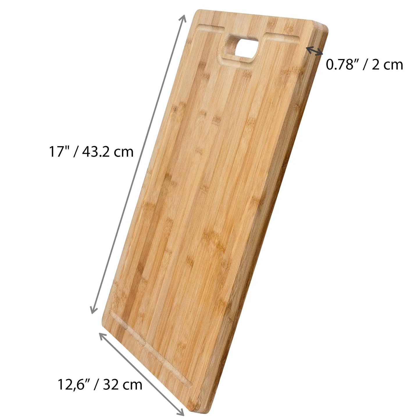 Extra Large Bamboo Cutting Board -  with Juice Groove and 3 Compartments 17x12.5 inch