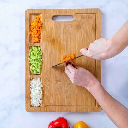 Extra Large Bamboo Cutting Board -  with Juice Groove and 3 Compartments 17x12.5 inch