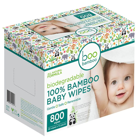 Baby Boo Bamboo 100% Biodegradable Baby Wipes - 800Pcs Value Pack